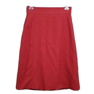 LK Bennett Tweed Pencil Midi Skirt Sz 8 Pompeian Red Career Office Professional